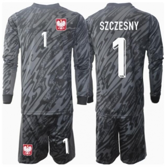 Polonia Wojciech Szczesny #1 Portiere Maglia Gara Trasferta Repliche Europei 2024 Bambino Maniche Lunghe